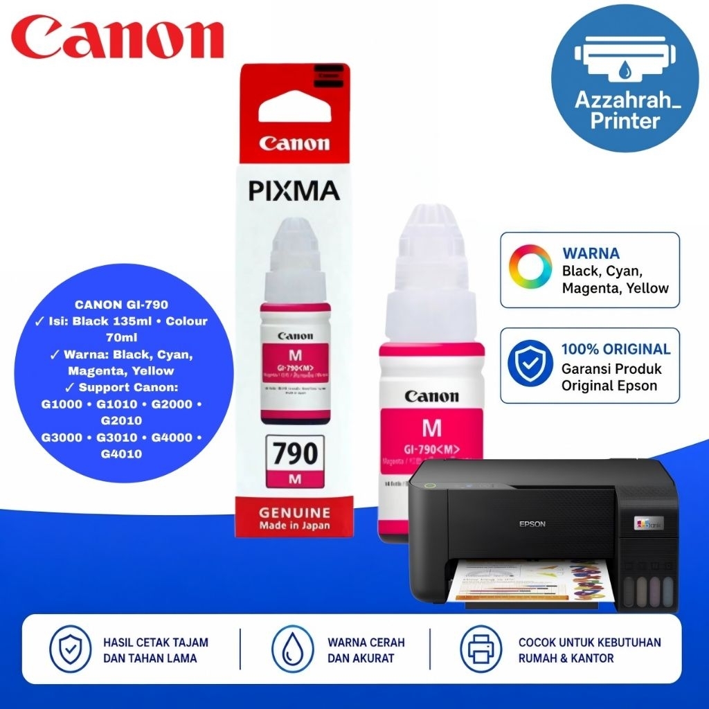 Jual Tinta Canon PIXMA GI-790 Original untuk printer G1000 G1010 G2000 ...