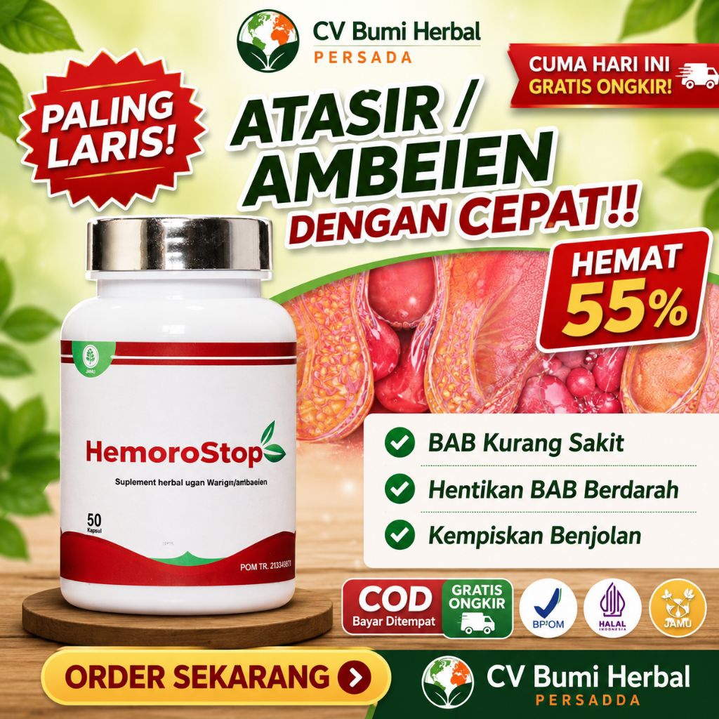 HEMOROSTOP Kapsul Herbal Wasir / Ambeien | BPOM Resmi | Bisa COD | Gratis Ongkir