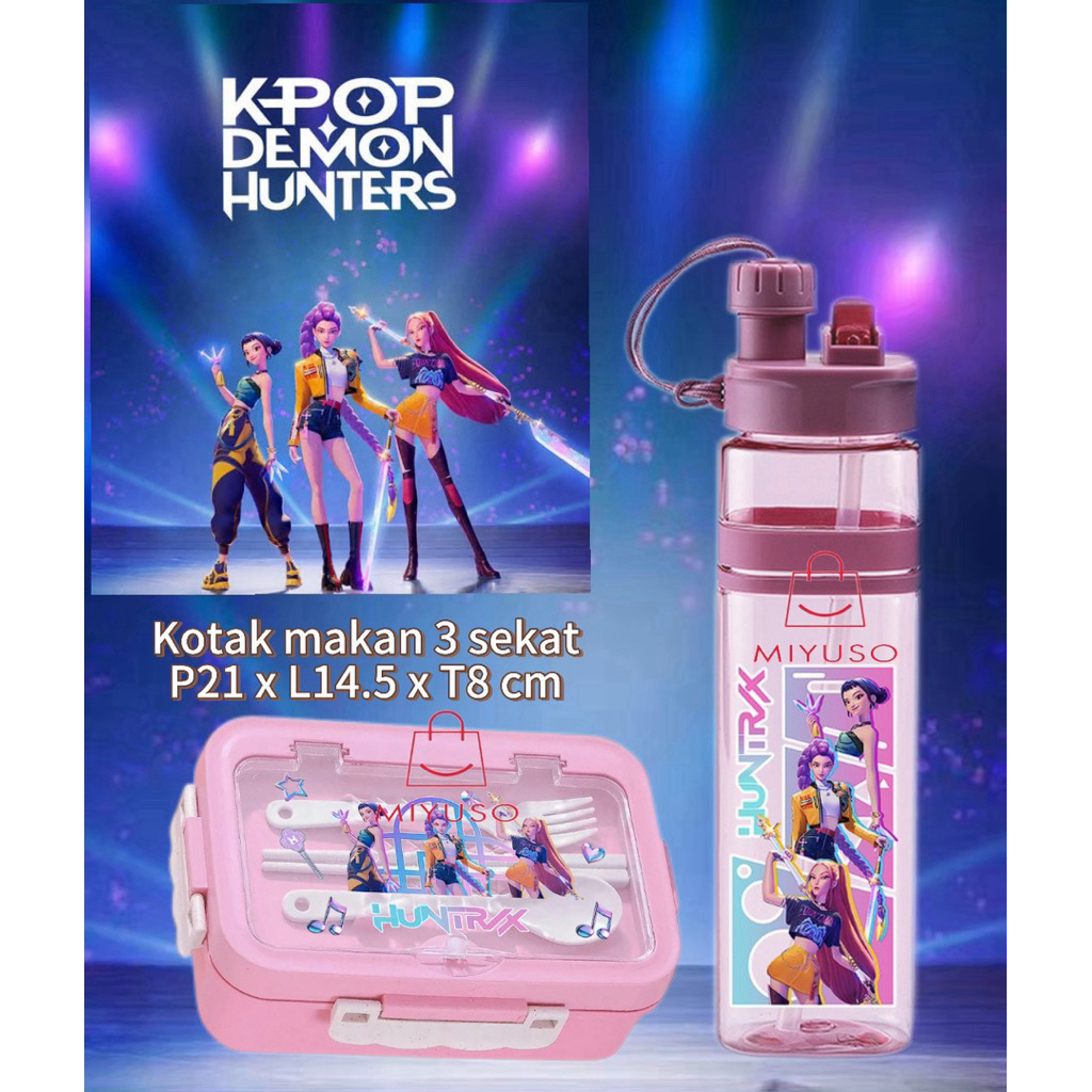 Jual Huntrix Kpop Demon Hunters Lunch Box / Kotak makan Botol minum ...