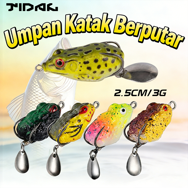 Soft Frog Mini 2.5cm 3g Umpan Katak Jempol Berputar Killer Lure Casting Ultralight Fishing Kelicap Gabus
