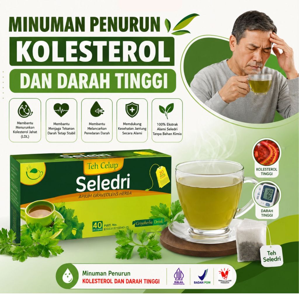 OBAT PENURUN DARAH TINGGI AMPUH TEH SELEDRI ISI 20 KANTONG HALAL
