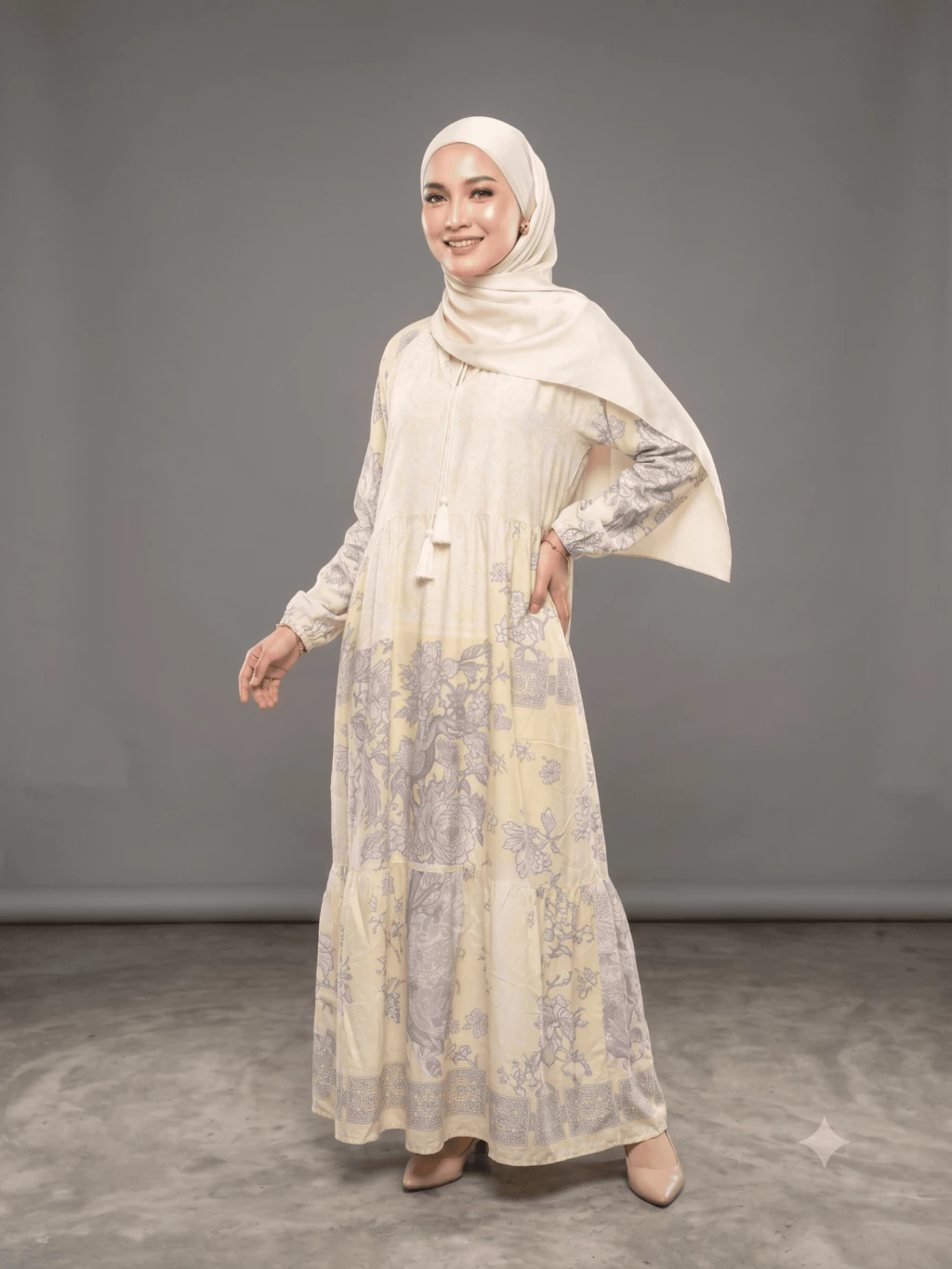 Gamis Rayon Premium Wanita Motif Floral & Polkadot Dress Muslimah Panjang Adem Nyaman Kekinian