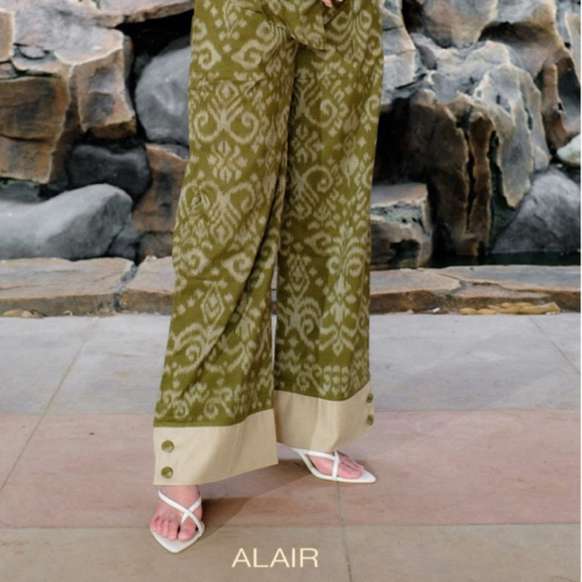 ALAIR | Lavanya Pants Tenun Wanita (Celana Kulot) - Sage Ornamental