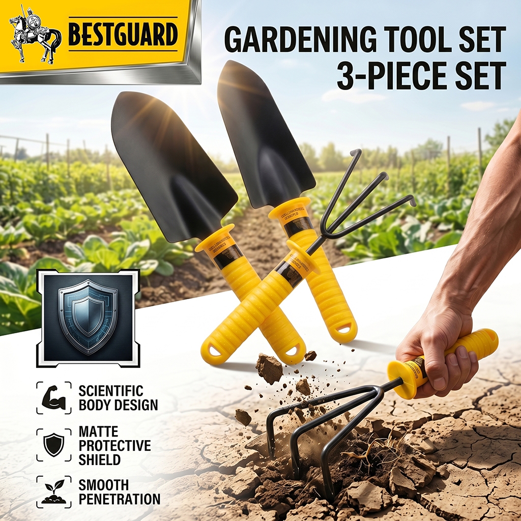 BESTGUARD Set Alat Berkebun 3 in 1 Sekop Mini Cangkul Garpu Tanaman Hias Sekop Baja