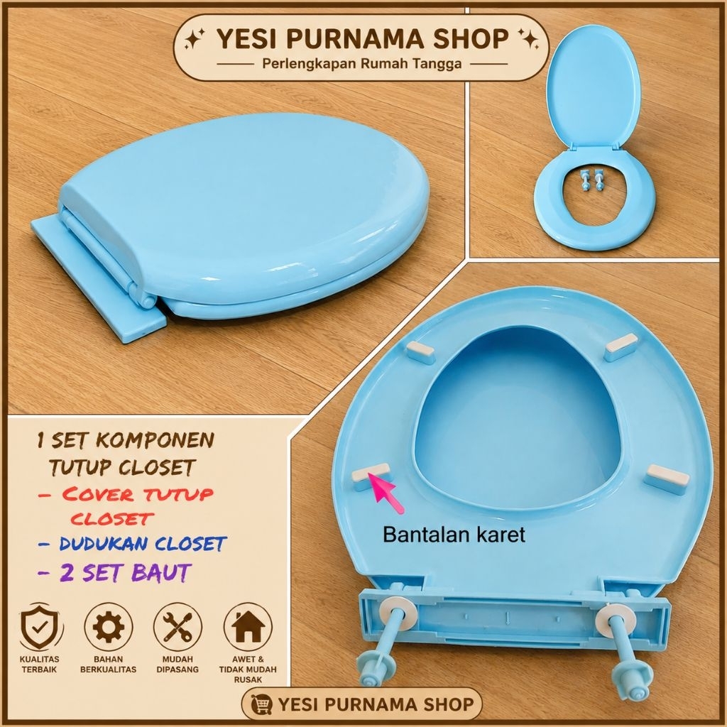 Tutup closet model toto all tipe universal bantalan karet
