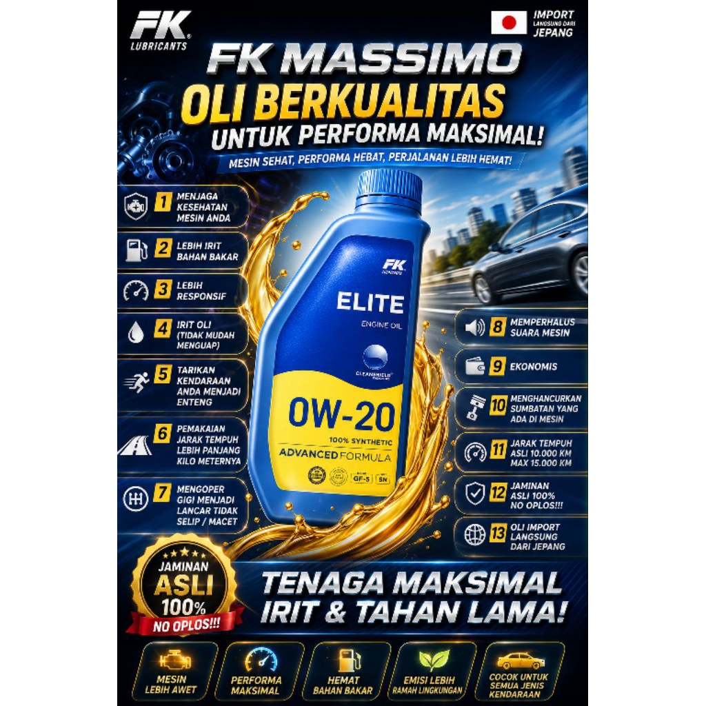 Jual ORIGINAL. oli, oli fk massimo, oli fk, elite sn/gf-5 100% ...