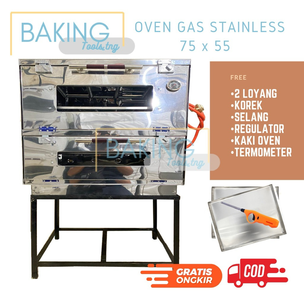 OVEN GAS STAINLESS 75x55x75 Full stainless 0,4mm