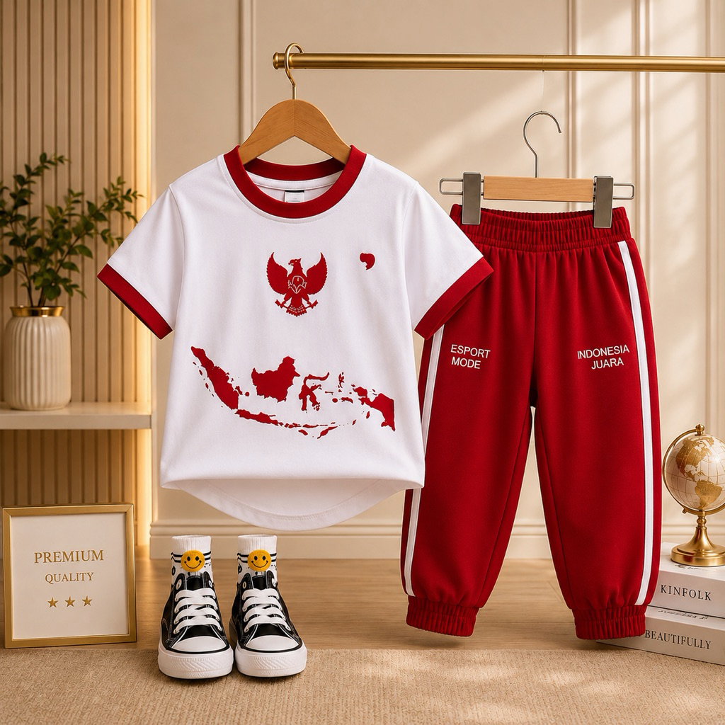 Setelan Anak Laki Laki Merah Putih Garuda Indonesia Baju Kemerdekaan 17 Agustus Outfit Nasional