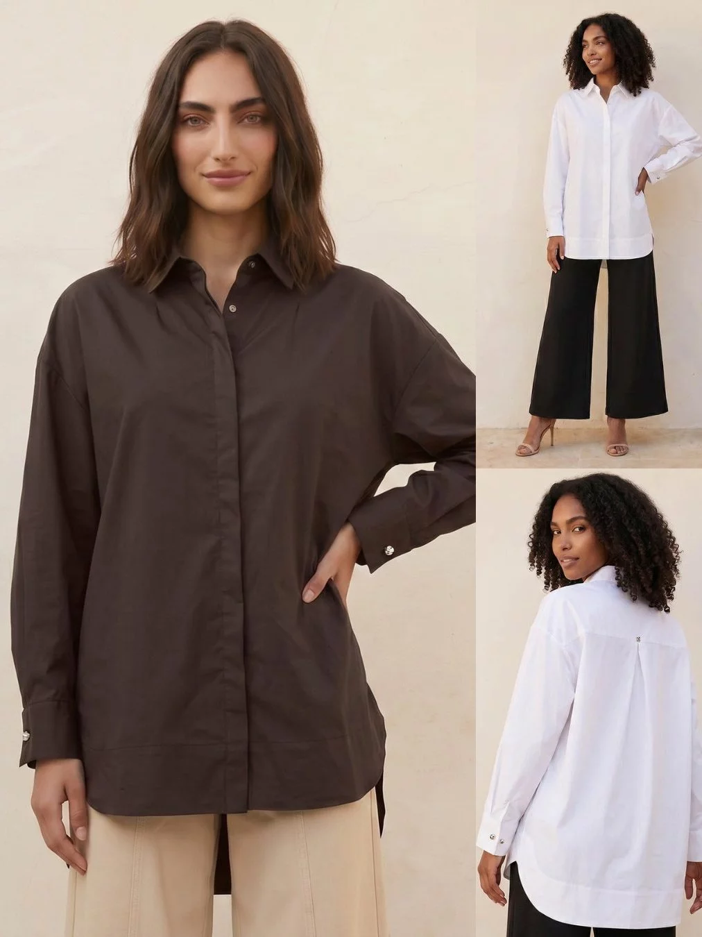 Kemeja Formal Wanita Kantoran  ICN Poplin Relaxed-Fit Shirt with High-Low Hem - 2664