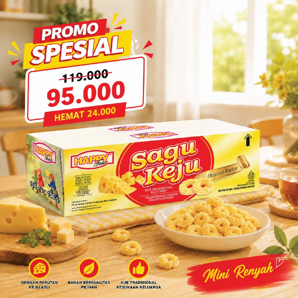 Jual HAPPY TIME - Sagu Keju Mini Snack Kue Kering Premium Kemasan Box ...