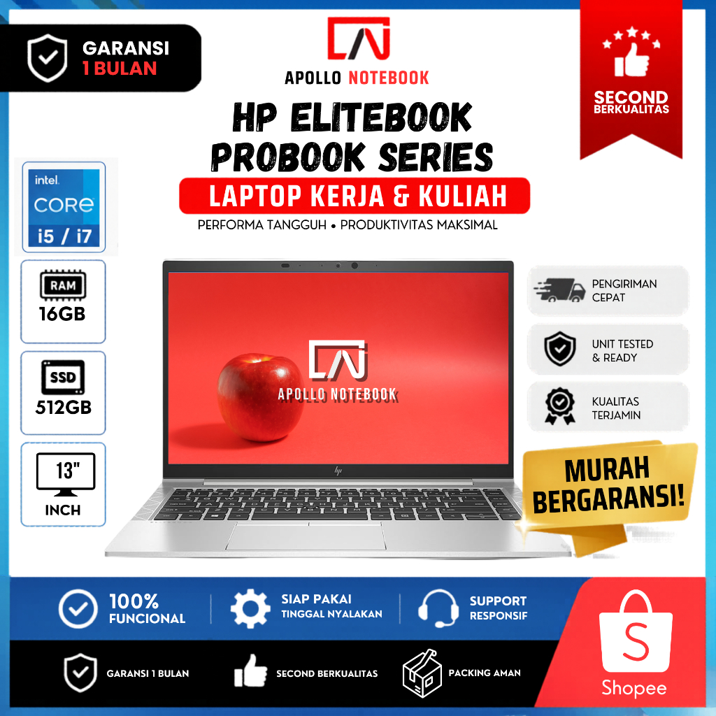 Laptop HP Elitebook/Probook Series 820 | 830 | 840 | 640 | 440 | 348 Core i5/i7 SSD | Second Murah & Bergaransi