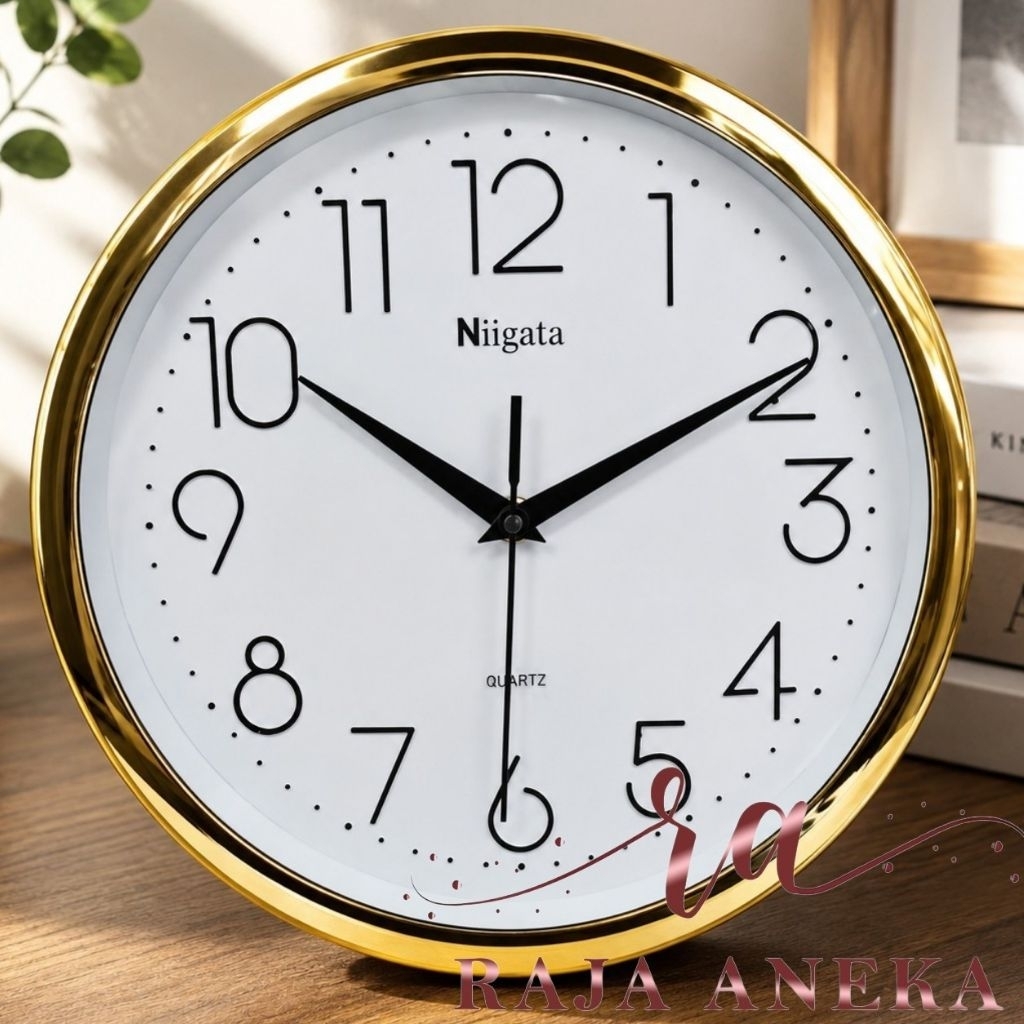 Jam Dinding NIIGATA 261 Mesin BAGUS ANGKA TIMBUL With Quartz Movement Diameter 25.5 Cm