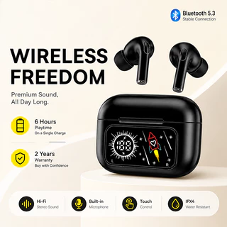 PUNING LENTIVEN TWS Earphone Headset Bluetooth V5.4 Smart Screen Active Noise Reduction ANC ENC A99
