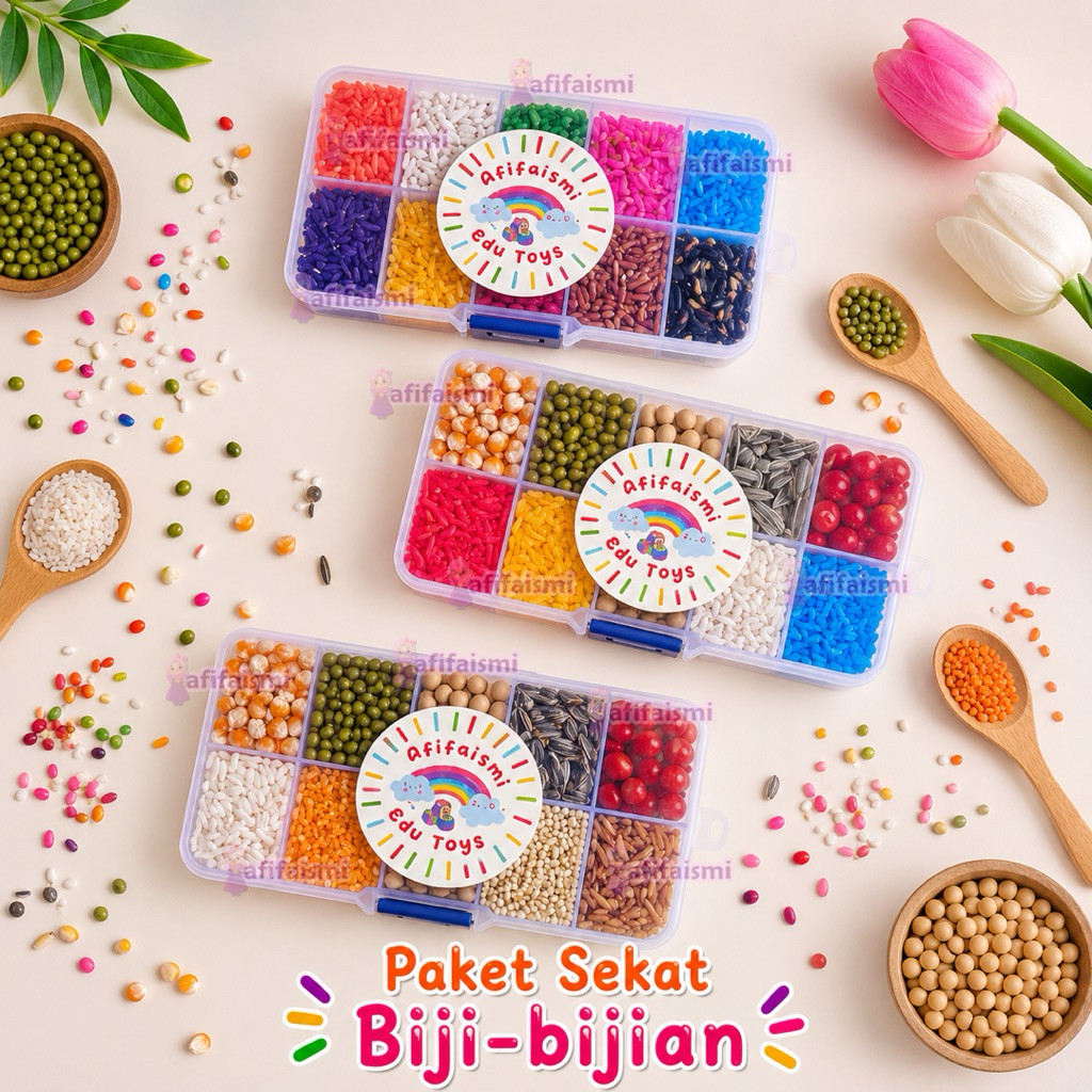 [ FREE LEM ] Paket Kolase Sekat Biji Bijian Bahan Kolase Mainan Edukasi Anak Aktivitas Kerajinan Anak Tugas Sekolah Prakarya