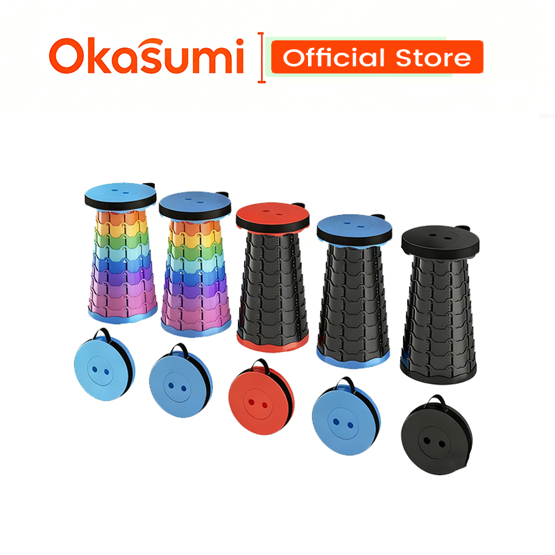 Okasumi Bangku Teleskopik Bangku Luar Ruangan Tinggi Bisa Diatur Kursi Lipat Outdoor Kuat 150kg Kursi Lipat Plastik Camping Anti Selip Kursi Lipat Portable Mini