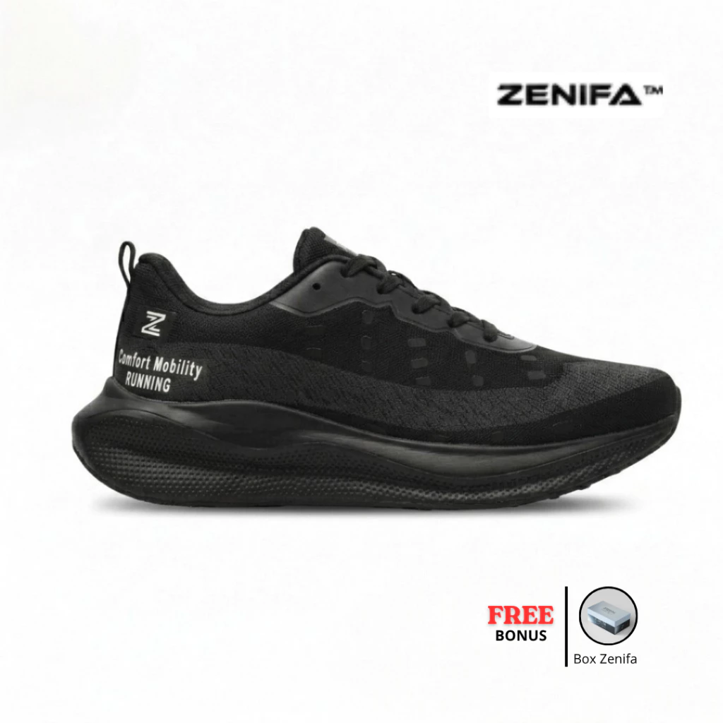 Zenifa Sepatu Running Pria Hitam Slide 2