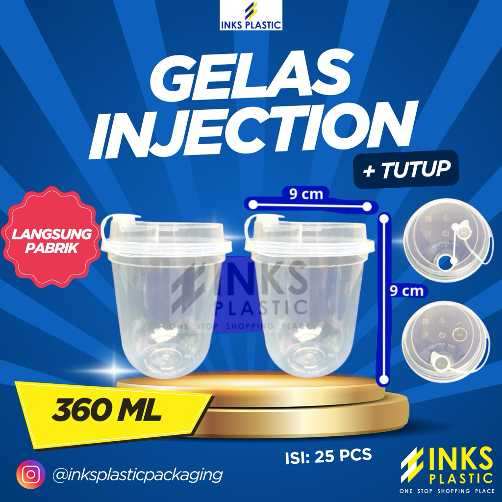 Jual GELAS INJECTION 360 ML 12 OZ BENING OVAL UCUP CUP PP PLASTIK TEBAL ...