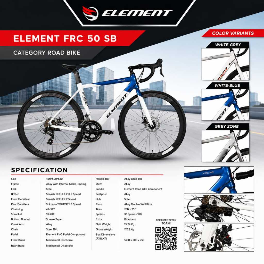 Jual SEPEDA BALAP ROAD BIKE ELEMENT FRC 50 EVO 700c BEST QUALITY ...