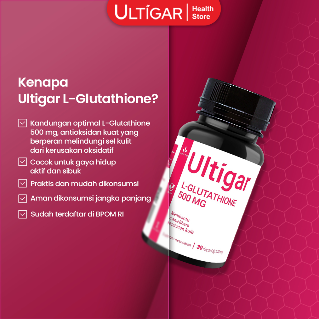 kandungan glutathione Jual Ultigar L-Glutathione 500 mg - Botol isi 30 Kapsul - Suplemen  kesehatan