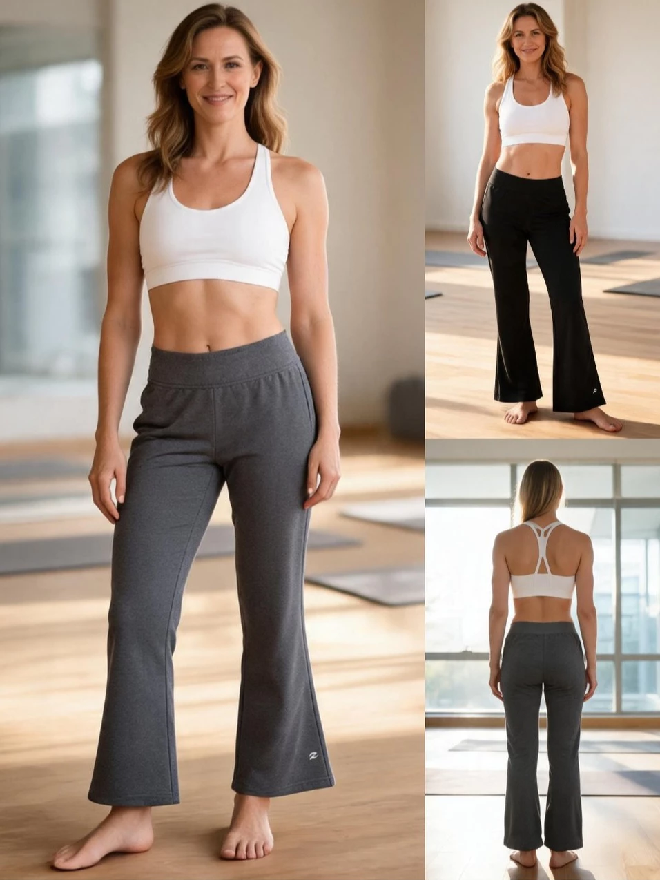 Celana Yoga Bahan Sport Lapisan Dalam Fleece Lembut  Relaxed Inner-Fleece Wide-Leg Sweatpants - EZ-2710