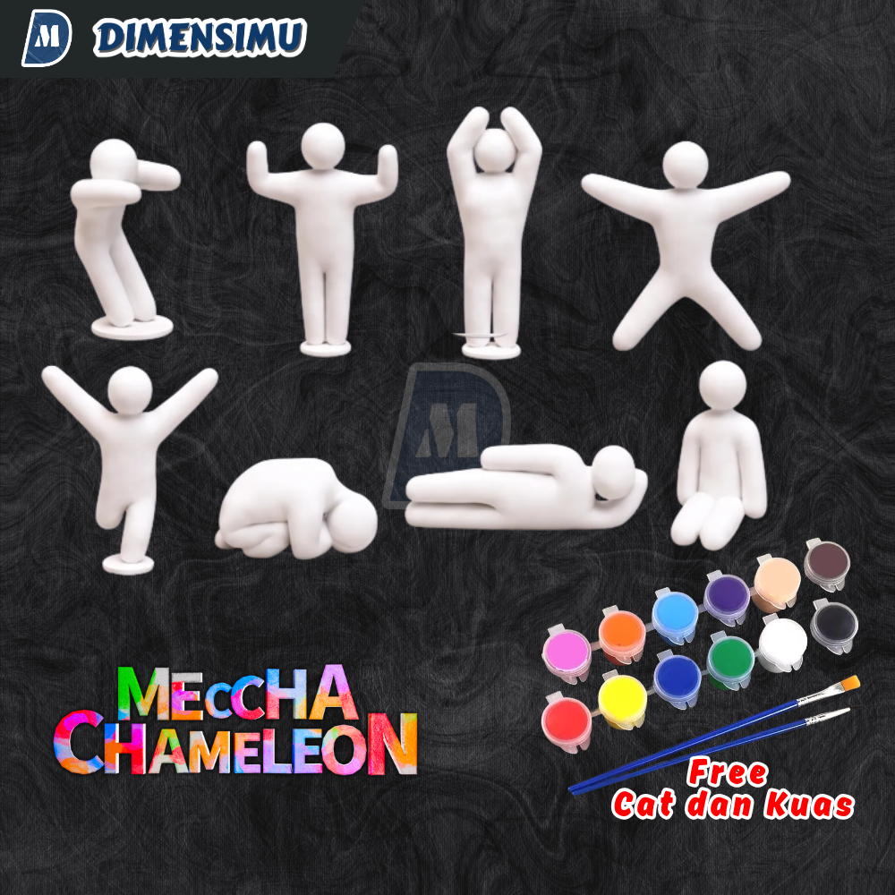 MECCHA CHAMELEON DIY Painting Figure | Mainan Edukasi Kreatif Anak | Figure Viral Siap Diwarnai | Free Cat & Kuas | Mecca cameleon | Dimensimu