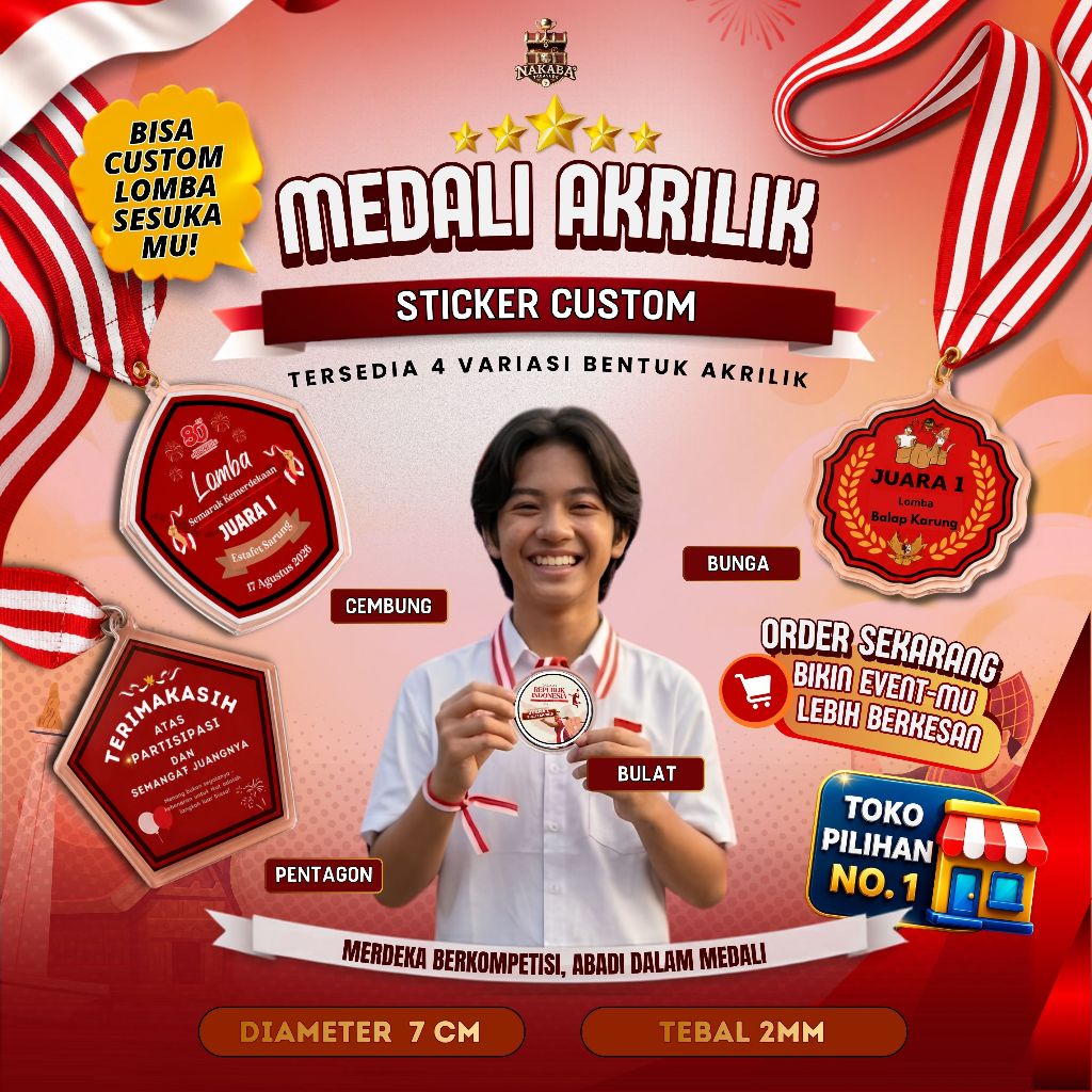 Jual Medali Akrilik Sticker Custom Tema Kemerdekaan – HUT RI 81th ...