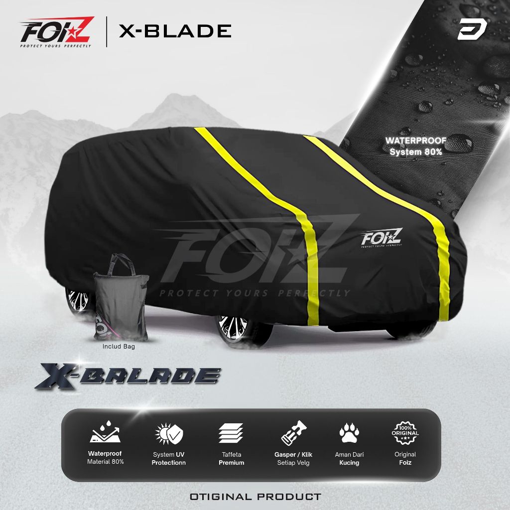 DOF FOIZ Cover Penutup Mobil Outdoor Hitam List Kecil Avanza , Xenia , Ertiga , Rocky , Raize , WRV , Calya , Sigra / Foiz  Sarung Penutup Mobil Hitam List Kecil 2 Outdoor Indoor Waterproof
