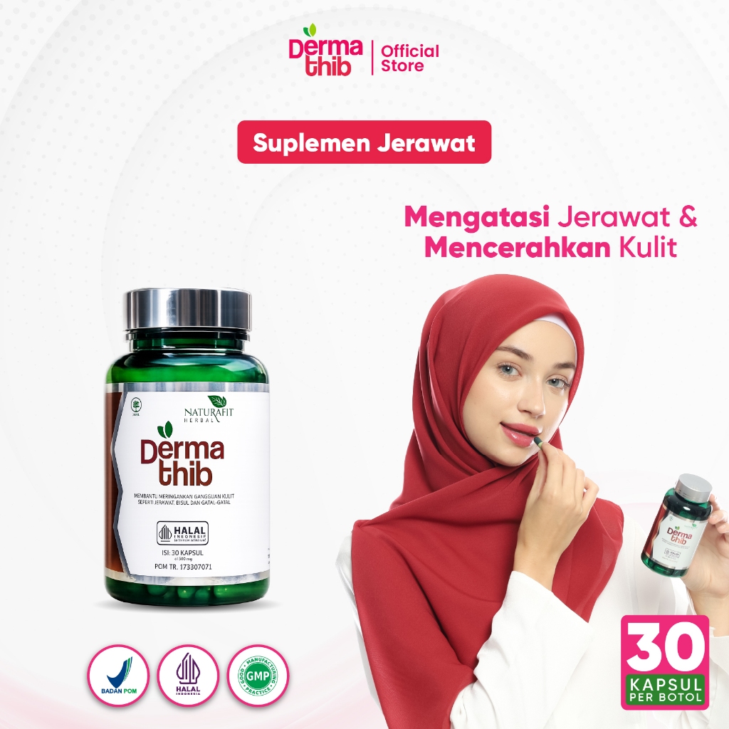 Dermathib - Suplemen Obat Jerawat Isi 30 Kapsul Herbal Pegagan Sambiloto Kunyit Kulit Berjerawat