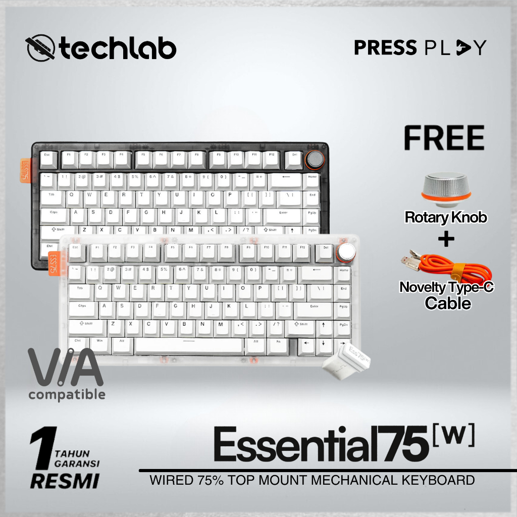 Jual Press Play ESSENTIAL75W 75% Wireless Mechanical Keyboard Top ...