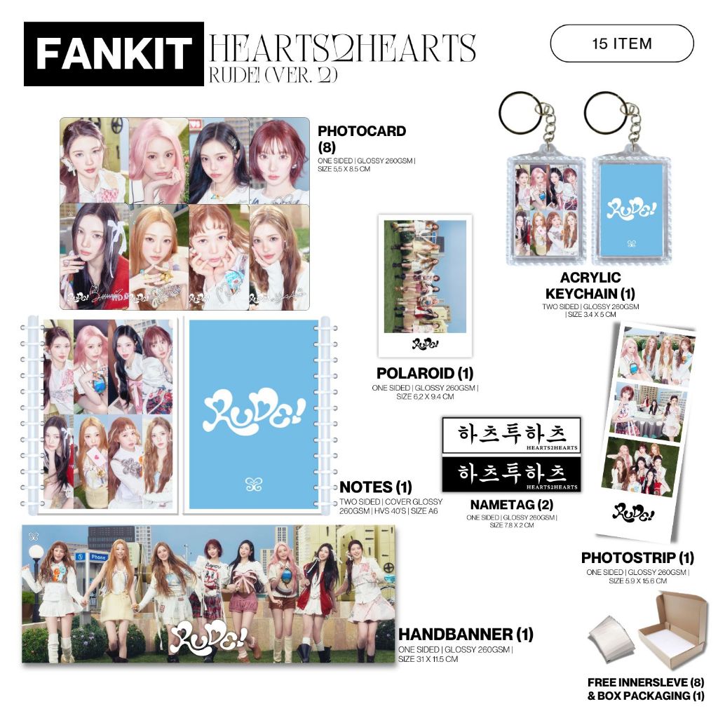 Jual FANKIT HEARTS2HEARTS RUDE 15 ITEM IDOL KPOP UNOFFICIAL H2H CARMEN ...