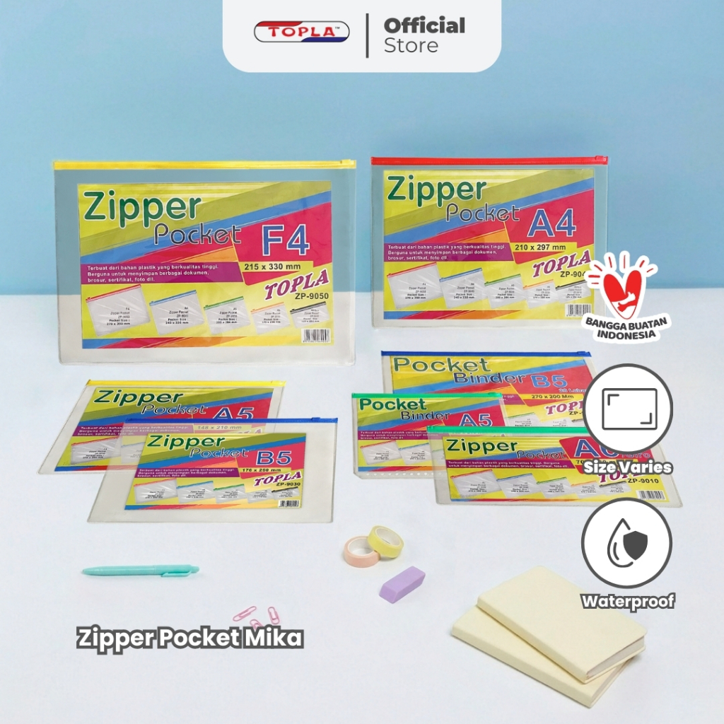 Jual TOPLA Zipper Pocket Mika 9030 Map Plastik Transparan A5 | Shopee ...