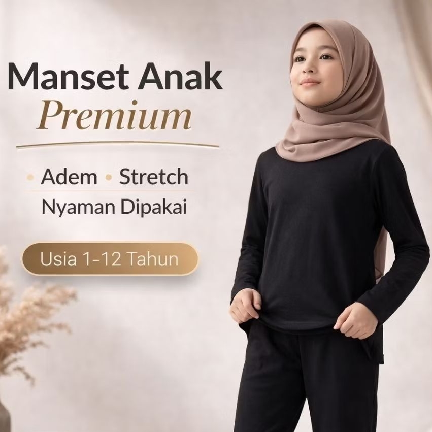 Jual Manset Anak Hitam – Lembut, Adem, Tidak Panas, Usia 1–8 Tahun ...