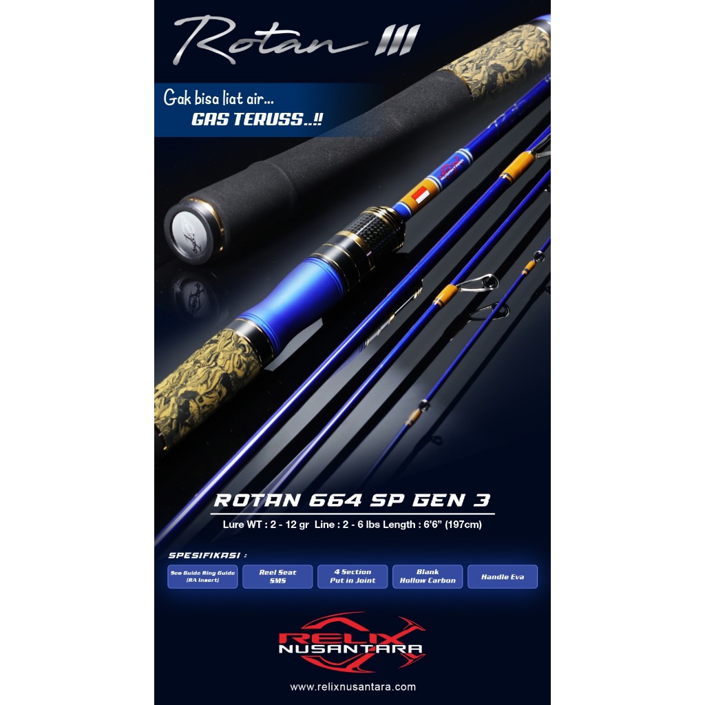 Jual Joran Rotan 664 GEN 3 2-6 lb SPINNING TRAVEL ROD RELIX