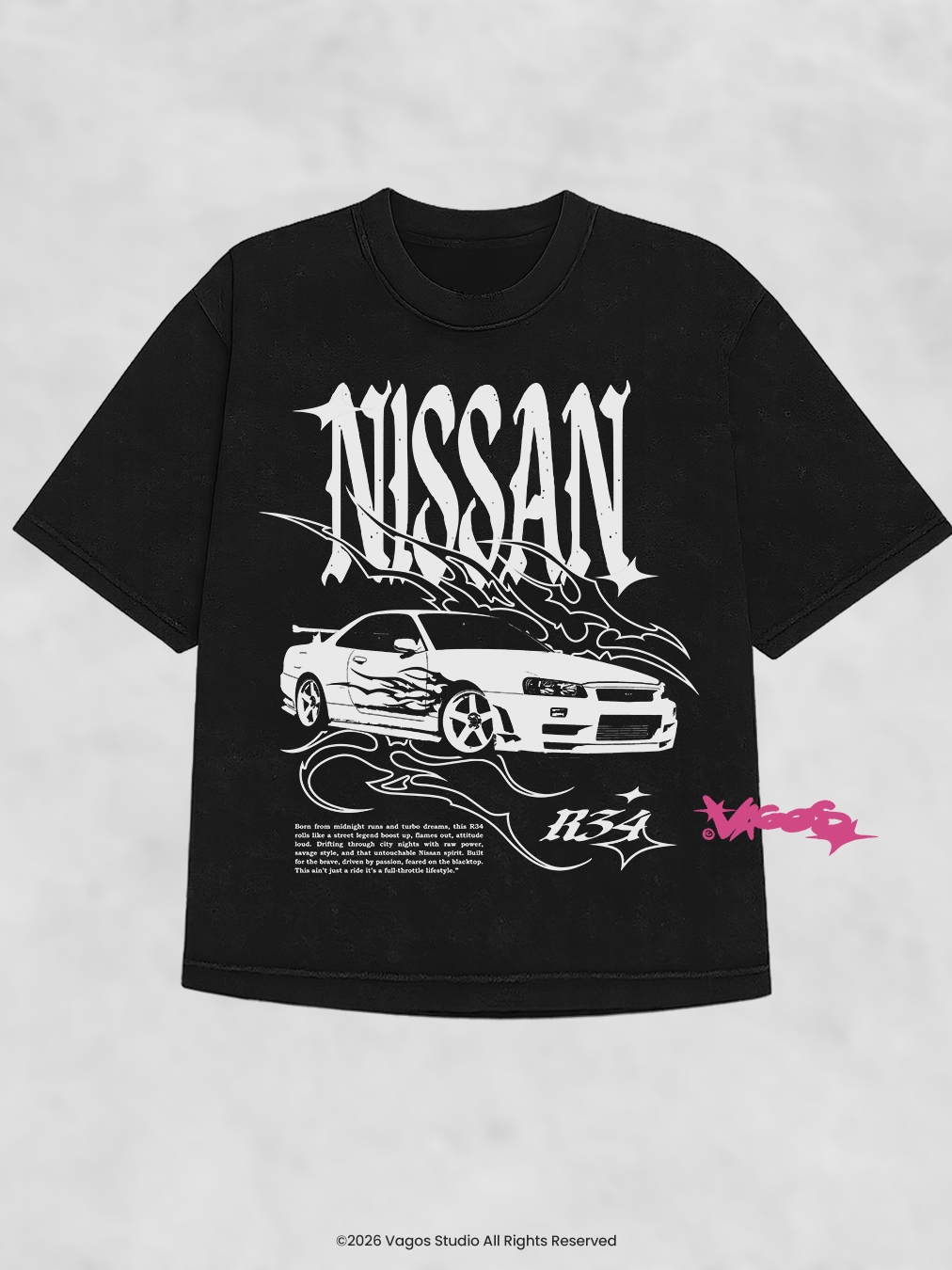 Jual NISSAN SKYLINE GTR R34 Desain kaos style gothic metal sigilism y2k ...