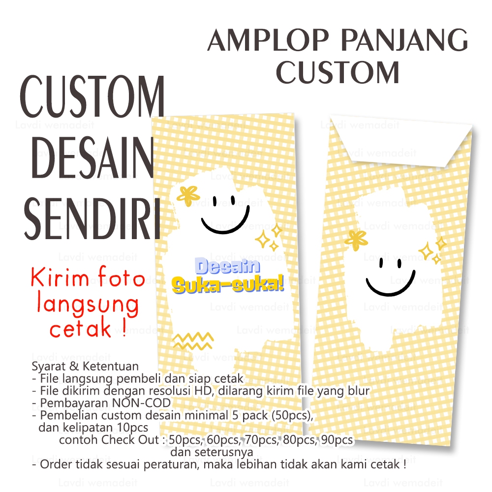 Jual Amplop Lebaran Panjang Lucu Custom Desain Nama Aesthetic Pattern ...