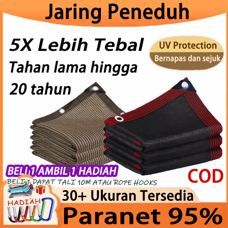 5x Lebih Tebal Jaring Paranet kualitas tinggi Luas 1Mx3M - 8Mx10M Anti UV 95% dengan Enkripsi 20-Pin,Cocok untuk atap luar ruangan garasi, gudang taman, pelindung sinar matahari dan pengurangan suhu