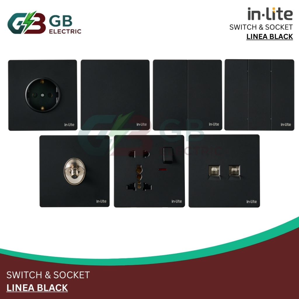Jual InLite LINEA Saklar Stopkontak Matte BLACK | Shopee Indonesia