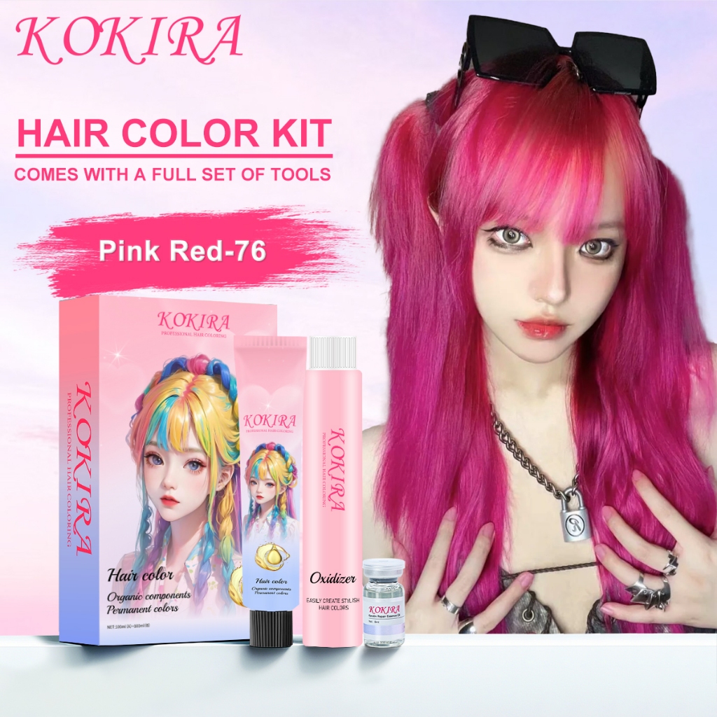 Jual KOKIRA Pink Red-76 hair color Ammonia-free formula Essential oil ...