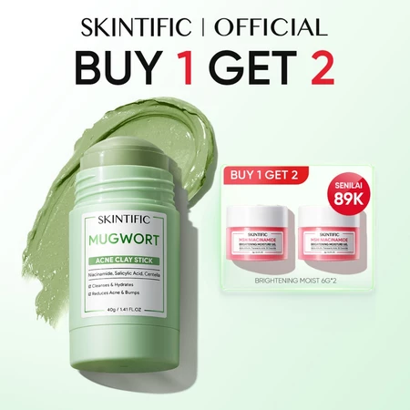 Pratinjau SKINTIFIC - Mugwort Acne Clay Stick 40G | Masker Wajah Masker Komedo Ampuh Penghilang Jerawat Acner Eksfoliasi Wajah