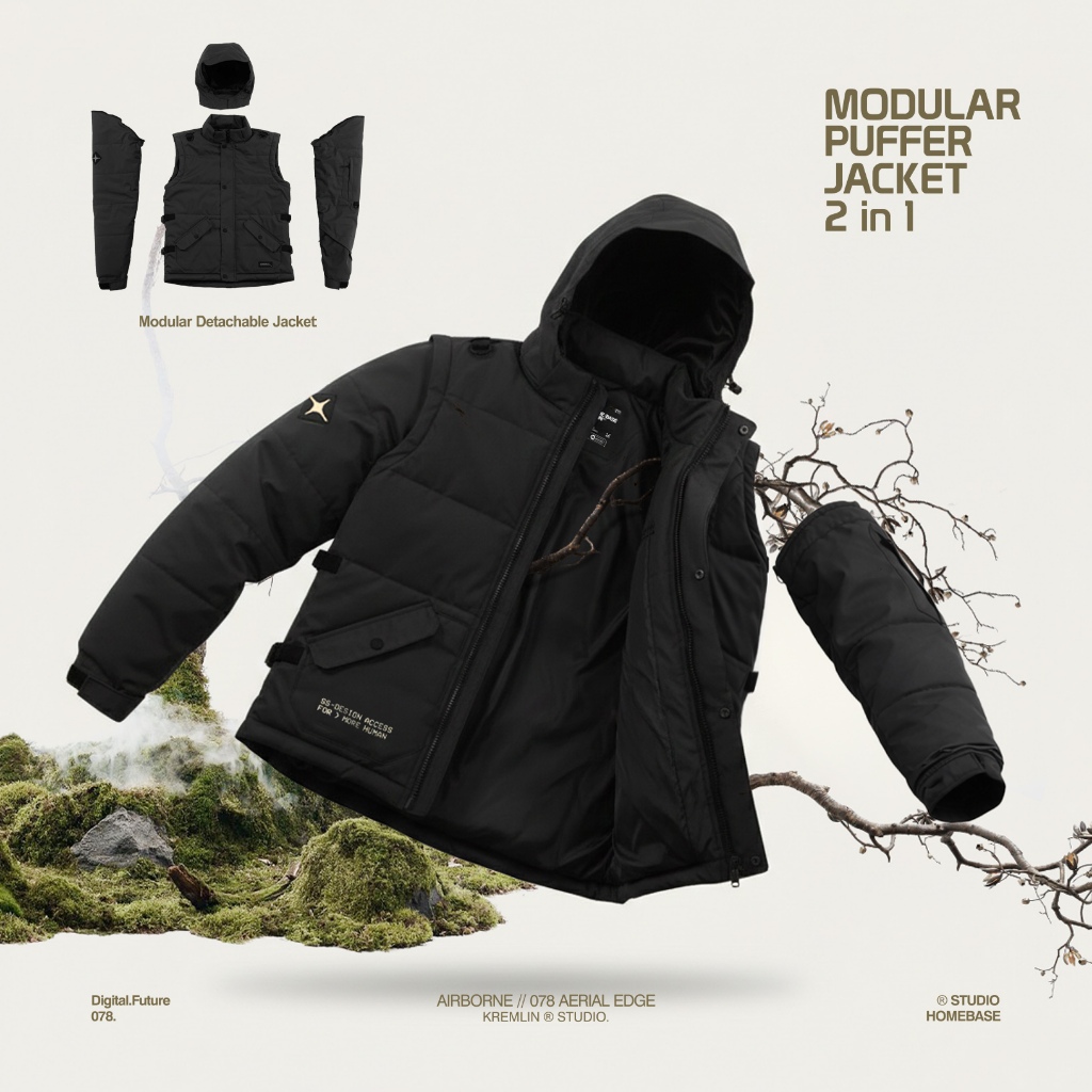 Jual KREMLIN Modular Puffer Jacket Vest 2 in 1 - Black - AIRBORNE ...