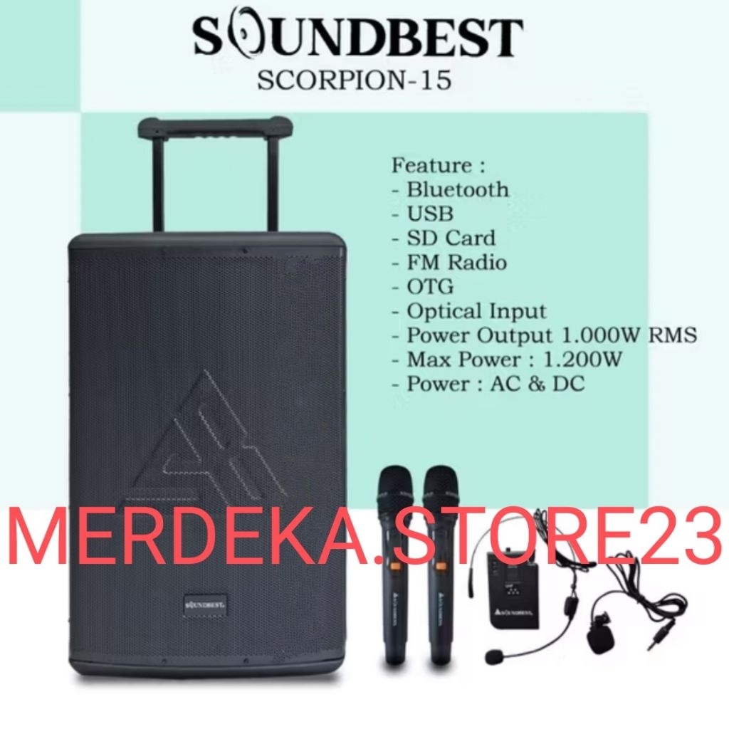 Jual NEW SOUNDBEST SCORPION 15 Original Speaker Portable Aktif 15 Inch ...