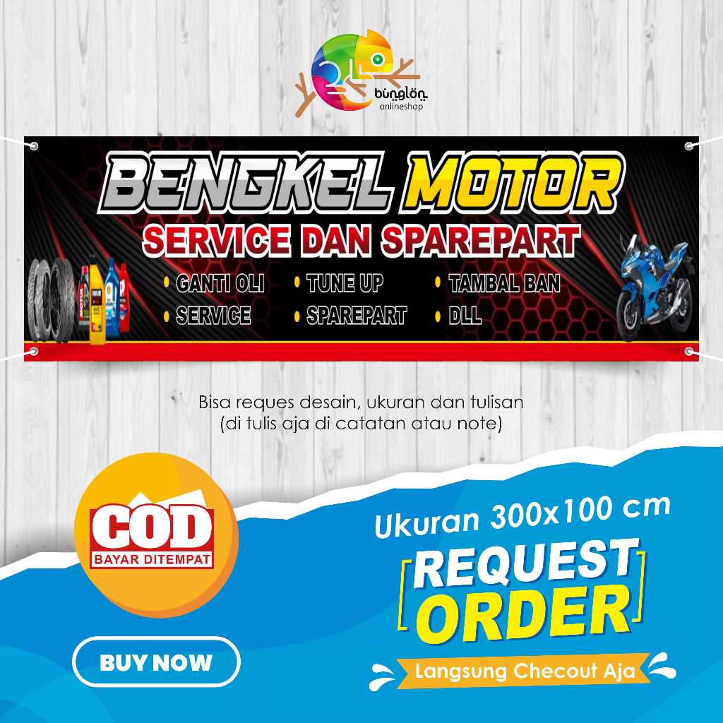 Jual cetak spanduk banner 300x100 bengkel motor racing service dan ...