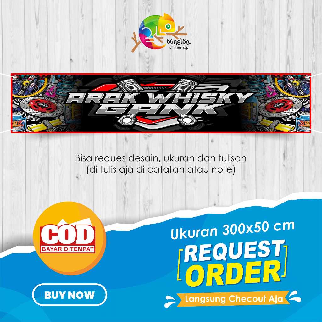 Jual cetak spanduk banner 300X50 bengkel motor racing gank keren custom ...