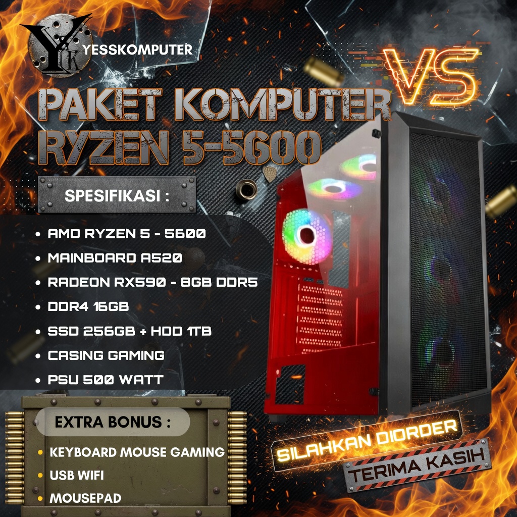 Jual Komputer Rakitan AMD Ryzen 5 - 5600 | Radeon RX590 8GB DDR5 | DDR4 ...