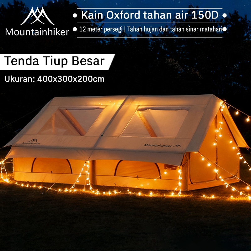 Mountainhiker Tenda Tiup 12m² untuk 8-15 Orang, Anti Air & Ventilasi Baik, Portable untuk Camping