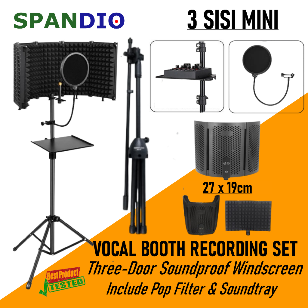 Jual Vocal Booth Recording Set Stand Mic Lantai Dengan Busa Peredam ...