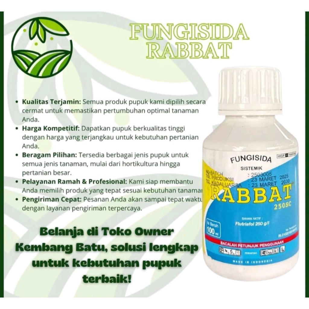 Jual Fungisida Sistemik Rabbat 250Sc Original 100% Isi 250Ml dan 100ml ...
