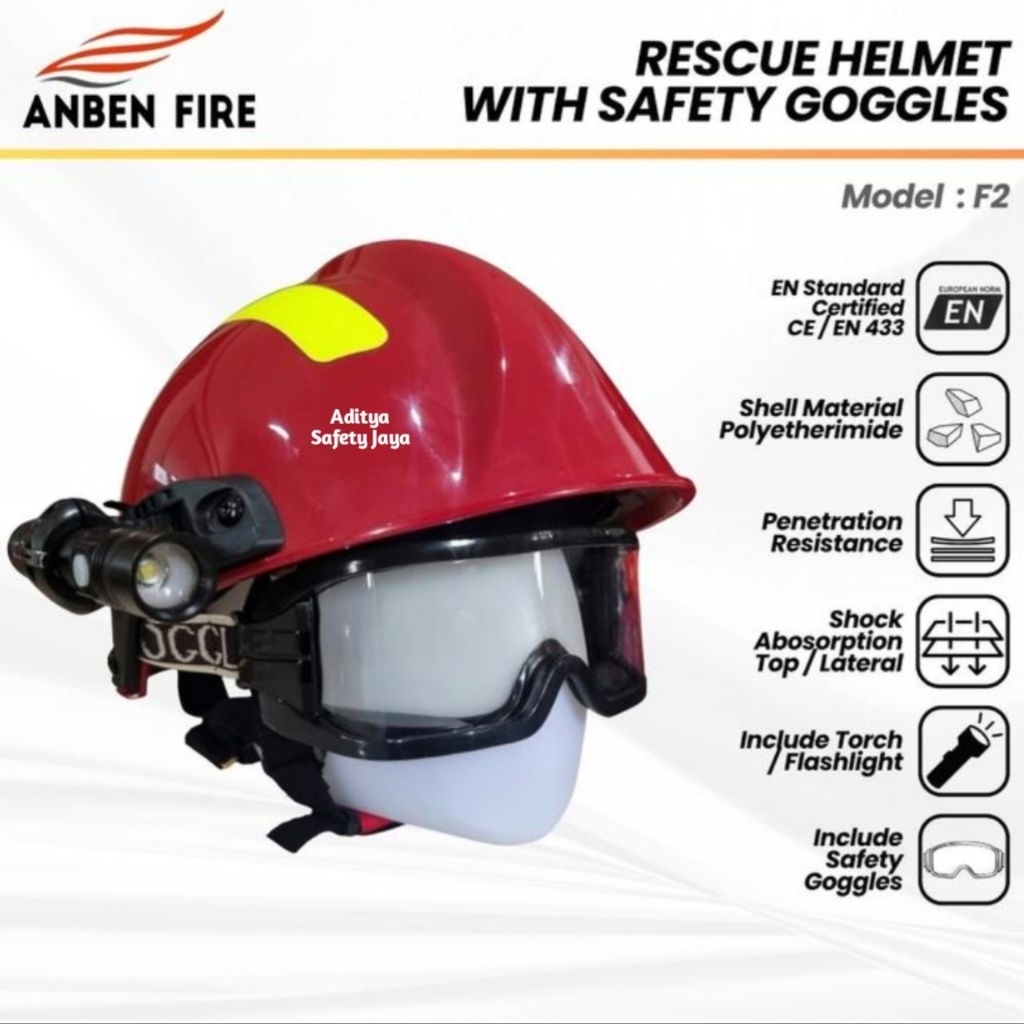 Jual Safety Helmet Anben Fire F2 / Rescue Helmet Anben Fire F2 + Visor ...