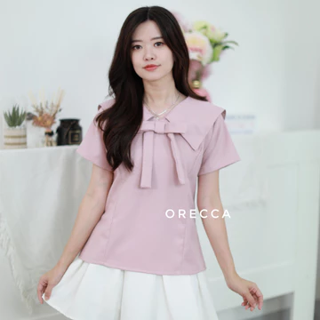 ORECCA Soorin Atasan Wanita Lengan Pendek Pita