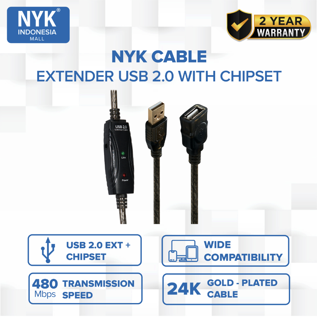 NYK Kabel USB 2.0 Extender Aktif with Chipset 20 Meter COD